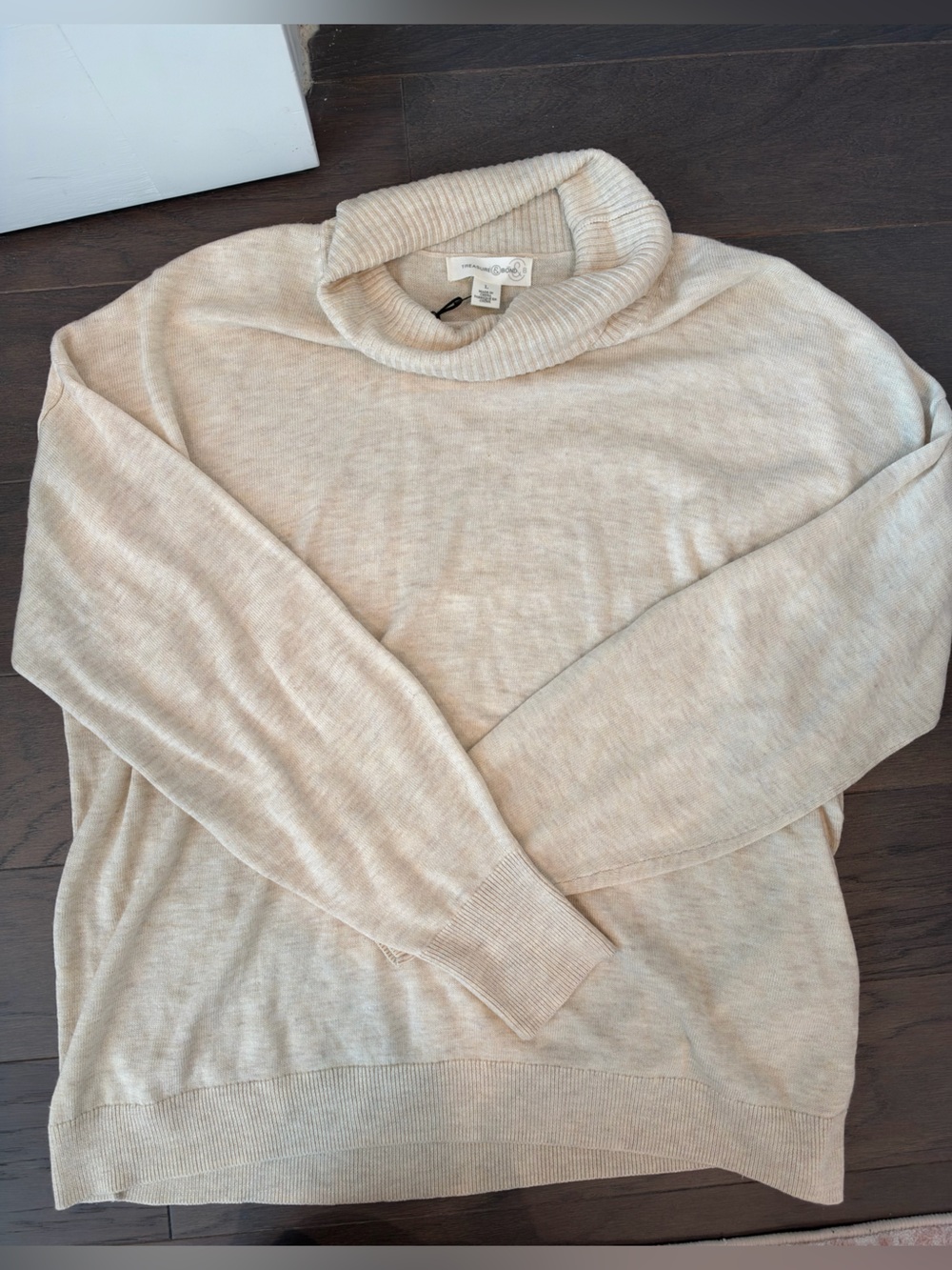 Treasure & Bond Cream Turtleneck Lightweight Sweater. NWT size large